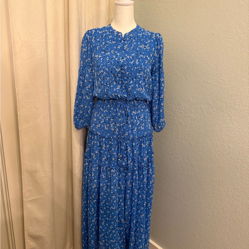 Karl Lagerfeld Blue Patterned Maxi Dress